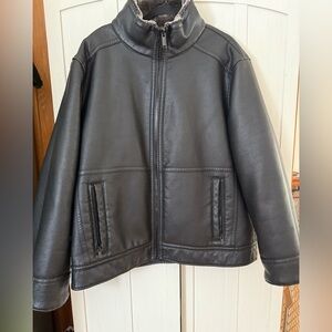 Calvin Klein Faux Leather Bomber Jacket with Faux Fur Lining; Men’s XL/XXL